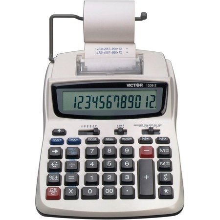 VICTOR TECHNOLOGY 12-Digit Calculator, 2-Color Printing, 6"x8-1/4"x1-3/4", WE VCT12082
